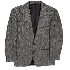 Vintage Harris Tweed Blazer Wool Sport Coat Grey 38 S